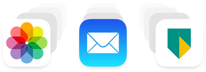 App-iconen voor fotorol, e-mailinbox en bankrekening