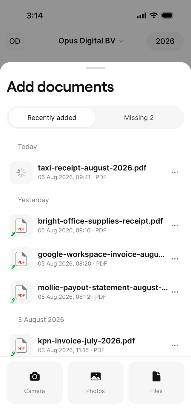 A receipt being processed after upload