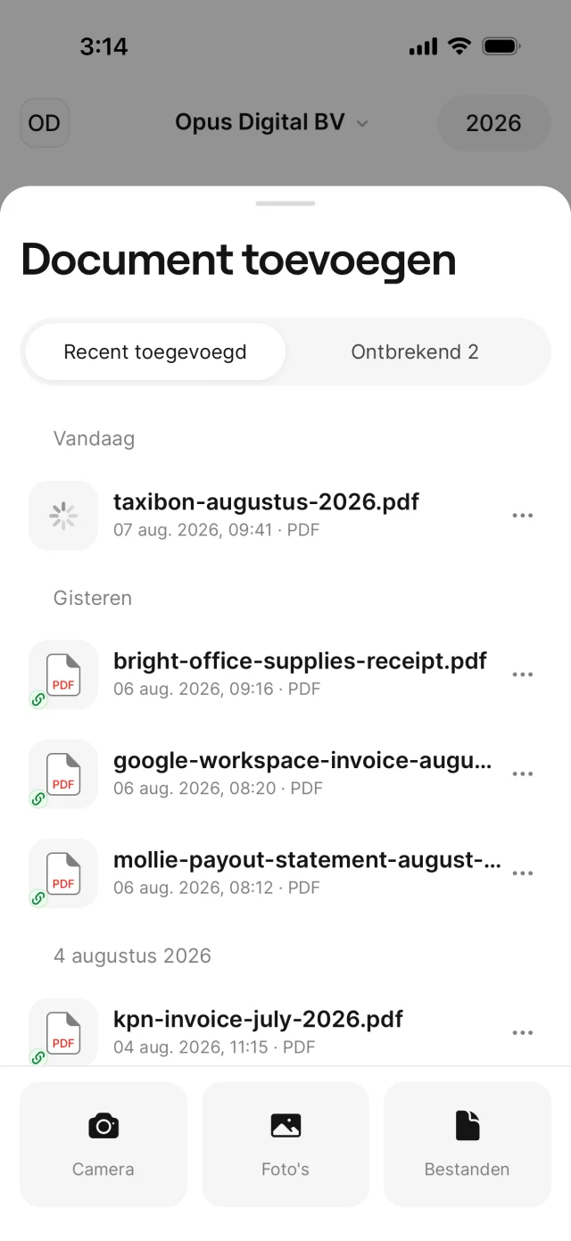 Een bonnetje dat na het uploaden wordt verwerkt