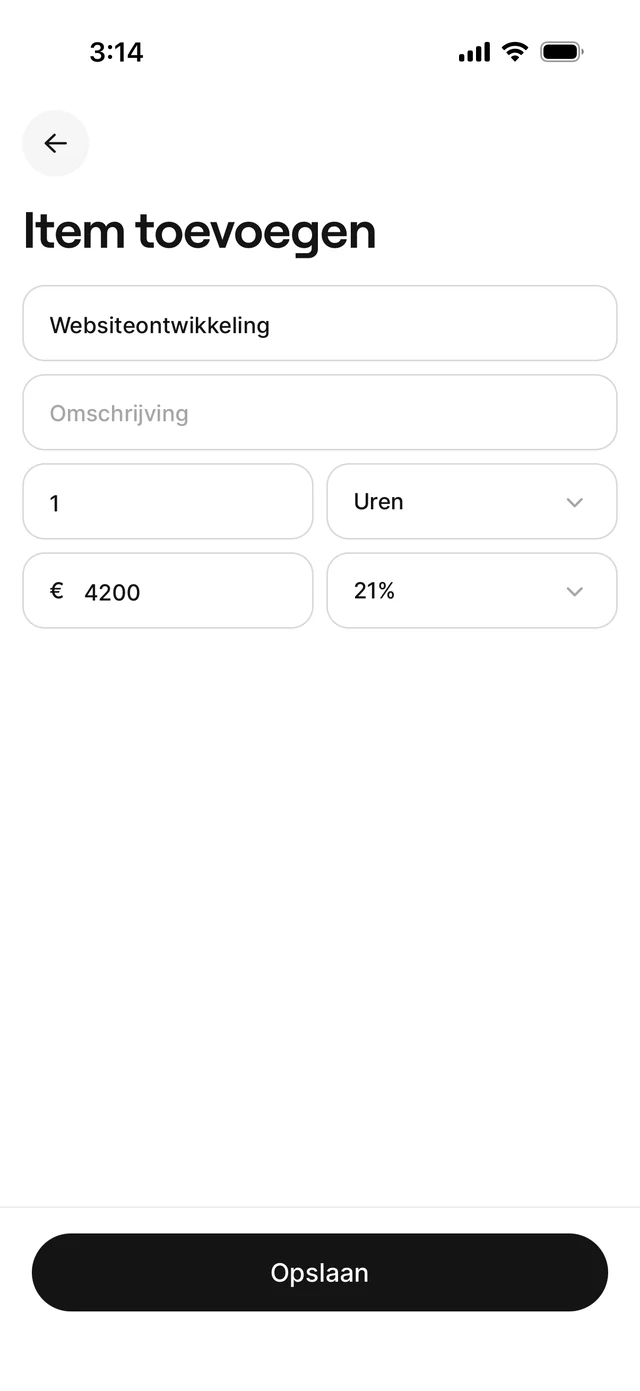 Factuurregels met automatisch berekende btw en totalen