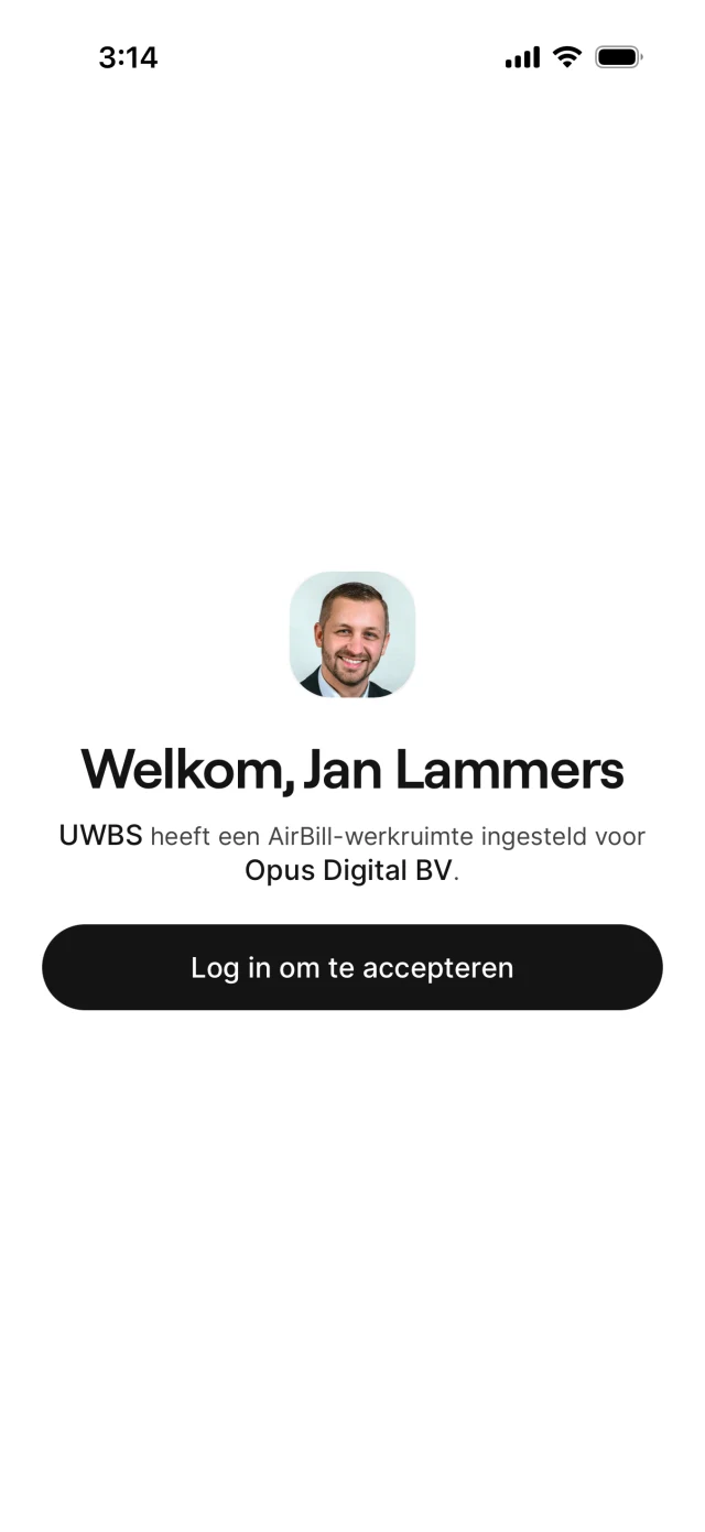 Uitnodiging in de huisstijl van je accountant met vooraf ingevulde onboarding