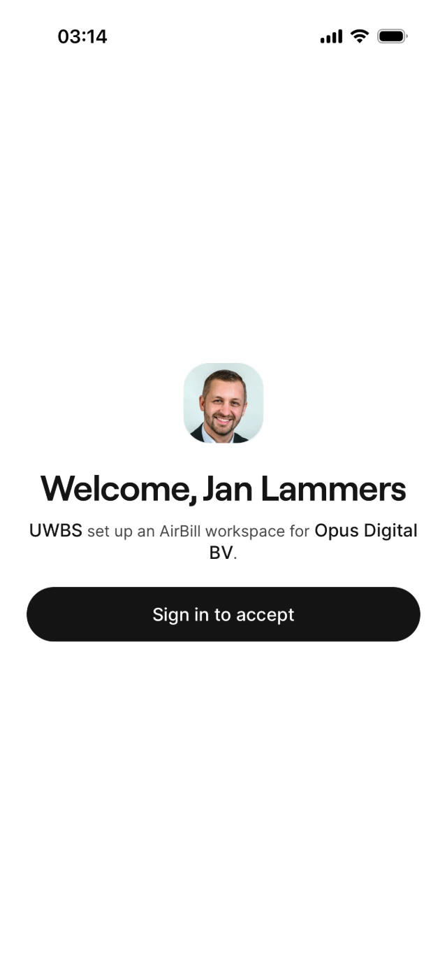 Accountant-branded invitation with prefilled company onboarding